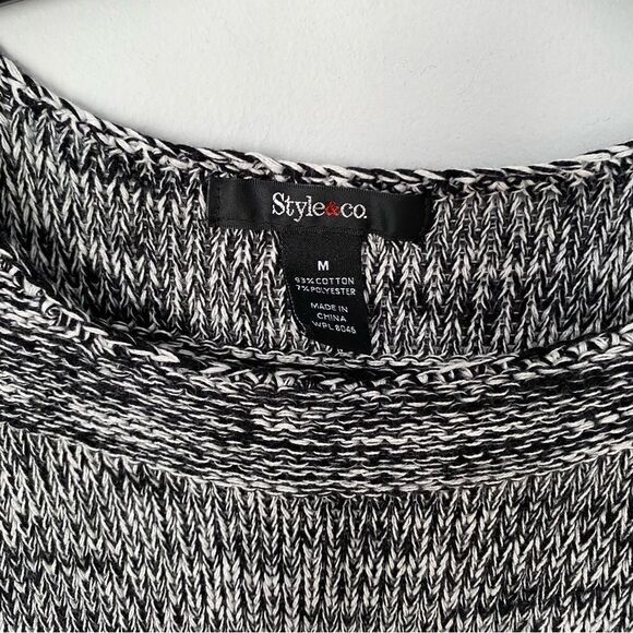 Style & Co Women’s Black and White Knit 3/4 Sleeve Knit Sweater size M - Picture 3 of 3